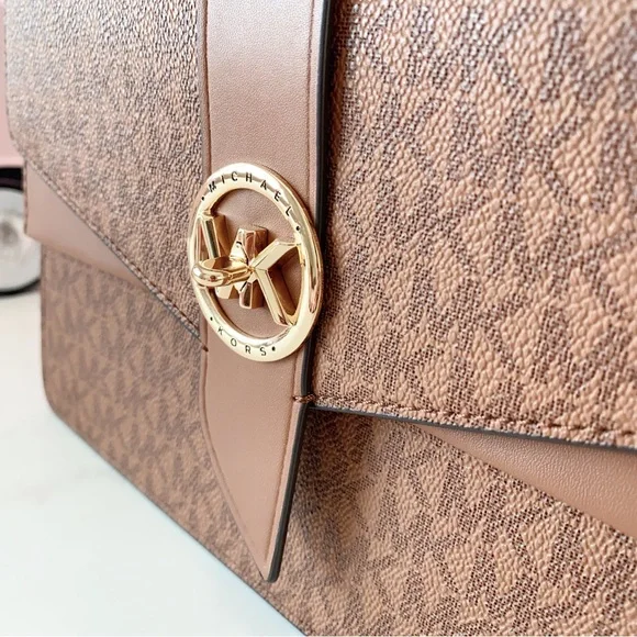 Final Sale!!! 👜 MICHAEL KORS 🌺 Greenwich Medium Logo Satchel - Picture 5 of 14